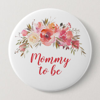 Boho Peach Floral Mommy zu 4" Button