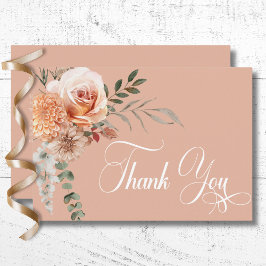 Boho Peach & Rust Blues Peach Blush Wedding Dankeskarte