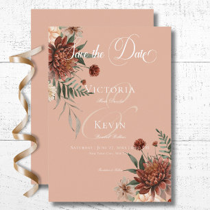 Boho Peach & Rust Blues Peach Blush Wedding Save The Date