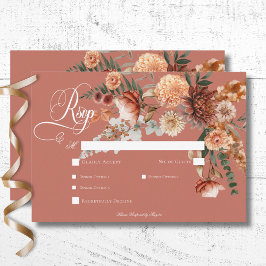 Boho Peach & Rust Rostbrust Abendessen RSVP Karte