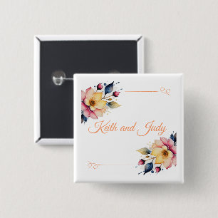 Boho Peachy Floral Button