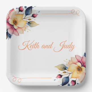 Boho Peachy Floral Pappteller