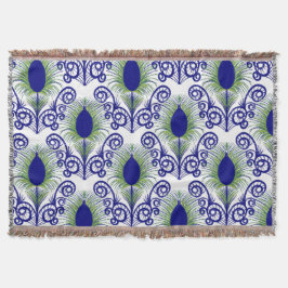 Boho Peacock Feather Jewel Tone-Blue Green Decke