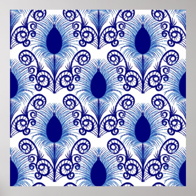 Boho Peacock Feather Jewel Tone-Blue Poster (Vorne)