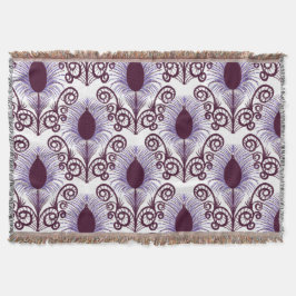 Boho Peacock Feather Jewel Tone-Lila Monochrome Decke