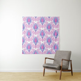 Boho Peacock Feather Jewel Tone-Neon Pink Wandteppich