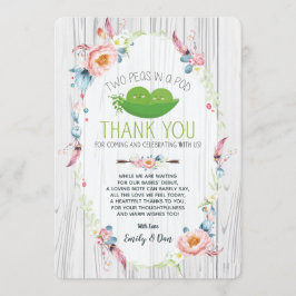 Boho Peas in einer Pod Baby Dusche Danke, Card Twi Einladung