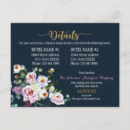 Boho Peonies Navy Floral Modern Details Card Begleitkarte