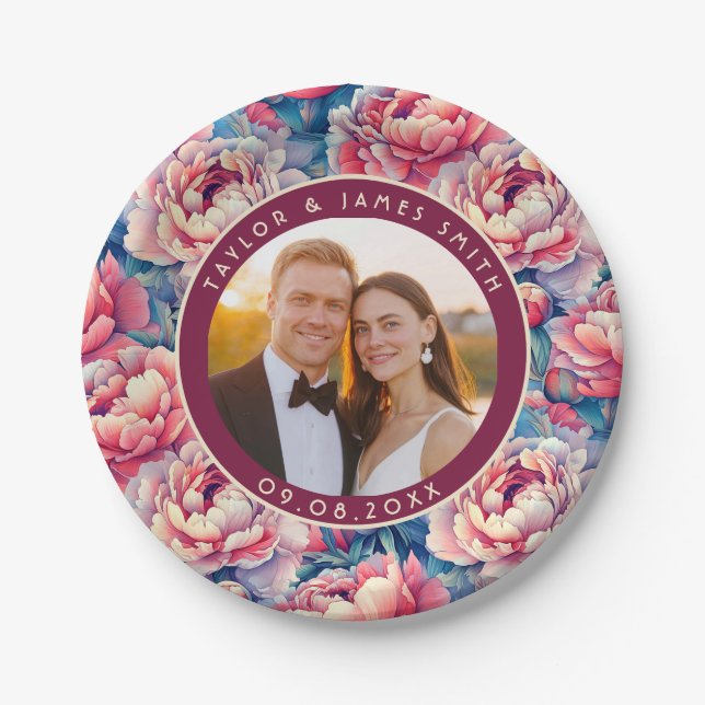 Boho Peonies Teller für Bridge zum Party (Vorderseite)