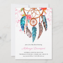 Boho peony Floral Dreamcatcher Girl Baby Shower Einladung