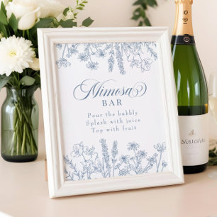 Boho Periwinkle Wildblume Mimosa Bar Sign Fotodruck