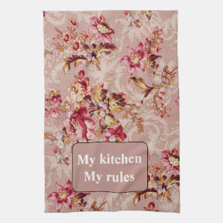 Boho Personalisiert Retro Design Blume Muster pink Geschirrtuch
