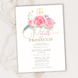 Boho Petals Prosecco Rose Coral Gold Brautparty Einladung