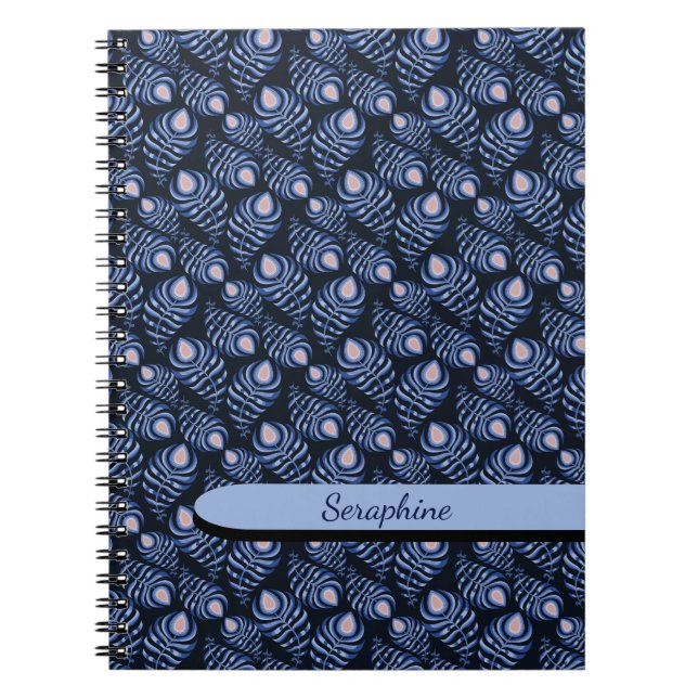 Boho Pfauenfeder Notizbuch Notizblock (Vorderseite)