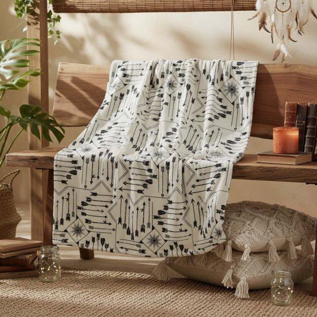Boho Pfeile und Sun V12 ID748 Fleecedecke (Von Creator hochgeladen)