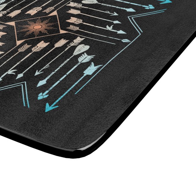 Boho Pfeile und Sun V1 ID748 Schneidebrett (Ecke)