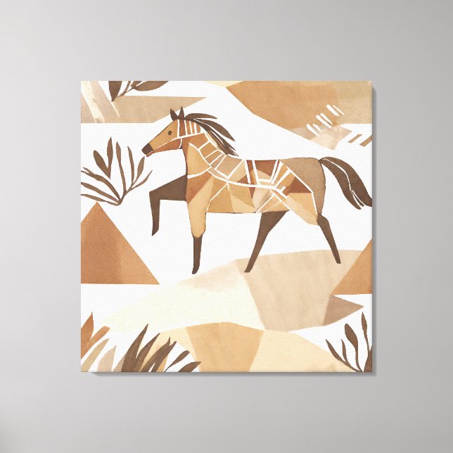 Boho Pferd Leaf Botanischer Kunststil Einfache Mod Leinwanddruck (Vorderseite)