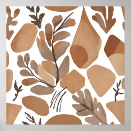 Boho Pferd Leaf Botanischer Kunststil Einfache Mod Poster