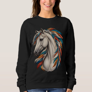 Boho-Pferd mit gefiederter Mähne Sweatshirt