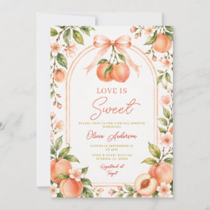 Boho Pfirsich-Schleife Love is Sweet Brautparty Bl Einladung