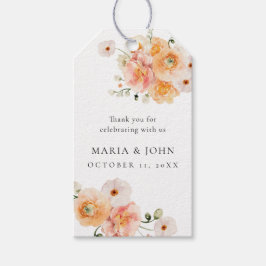 Boho-Pfirsich- und Rosé-Blumen-Hochzeitsgeschenkan Geschenkanhänger