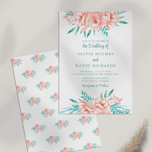 Boho Pfirsich und Türkis Florale Hochzeitseinladun Einladung