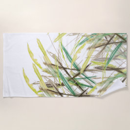 Boho Pflanze Wasserfarbe Handgestrichen Strandtuch