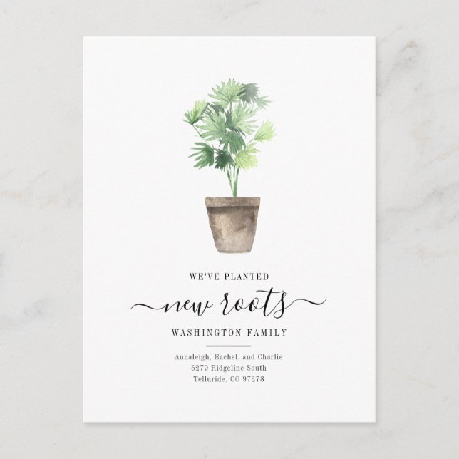Boho Pflanze Wir haben den Adresswechsel verschobe Ankündigungspostkarte (Vorderseite)