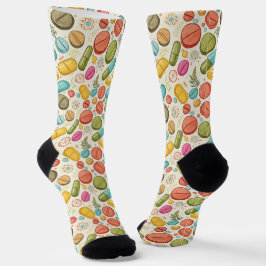 Boho Pharmacy Socken mit Blume & Pillen in Earthy
