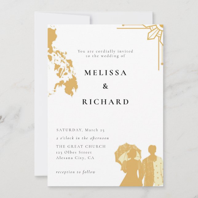 Boho Philippines Sun Wedding Invitation Filipino Einladung