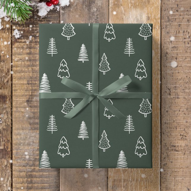 Boho Pine Trees Modern Christmas Minimalist Forest Geschenkpapier (Von Creator hochgeladen)