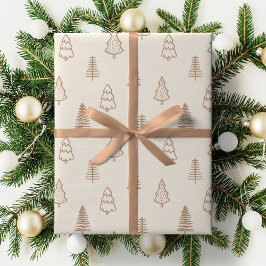 Boho Pine Trees Neutral Winter Minimalist Forest Geschenkpapier