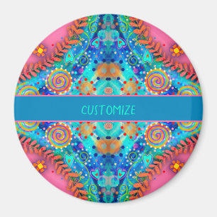 Boho Pink Abstrakte Personalisierte Inspirivity Ma Magnet
