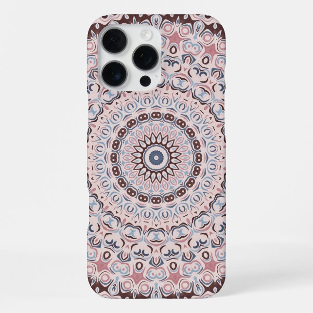 Boho Pink and Blue Mandala Pattern iPhone Hülle (Rückseite)
