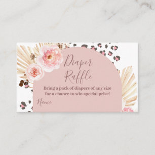 Boho Pink Animals Jungle Diaper Raffle Begleitkarte