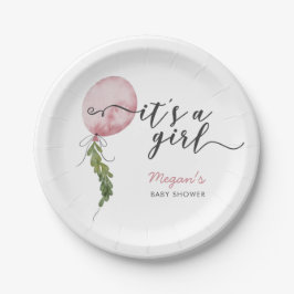 Boho Pink Balloon Oh Boy Baby Shower Paper Plate Pappteller