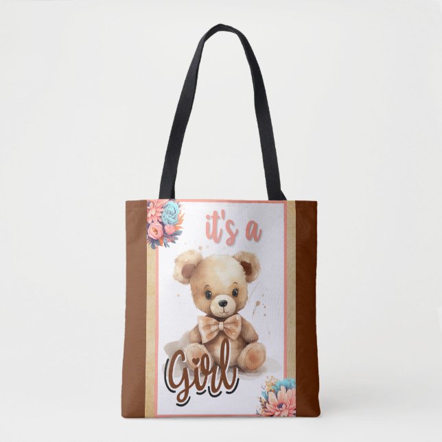 Boho Pink Bear Baby Dusche (Vorderseite)