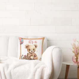 Boho Pink Bear Baby Dusche Kissen