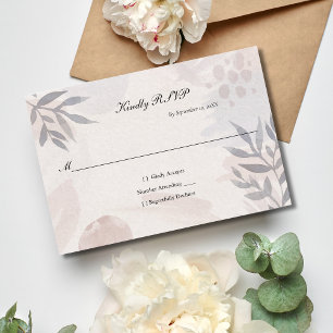 Boho Pink Blue Botanical Blätter Hochzeit Wasserfa RSVP Karte