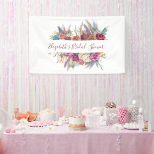 Boho Pink Blue Lila Floral Brautparty Banner