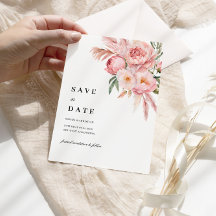 Boho Pink Blume Pampas Grass Save the Date V2