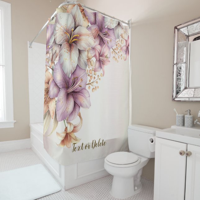 Boho Pink Blume Wasserfarben Elegant Stilvoll Duschvorhang (Beispiel)