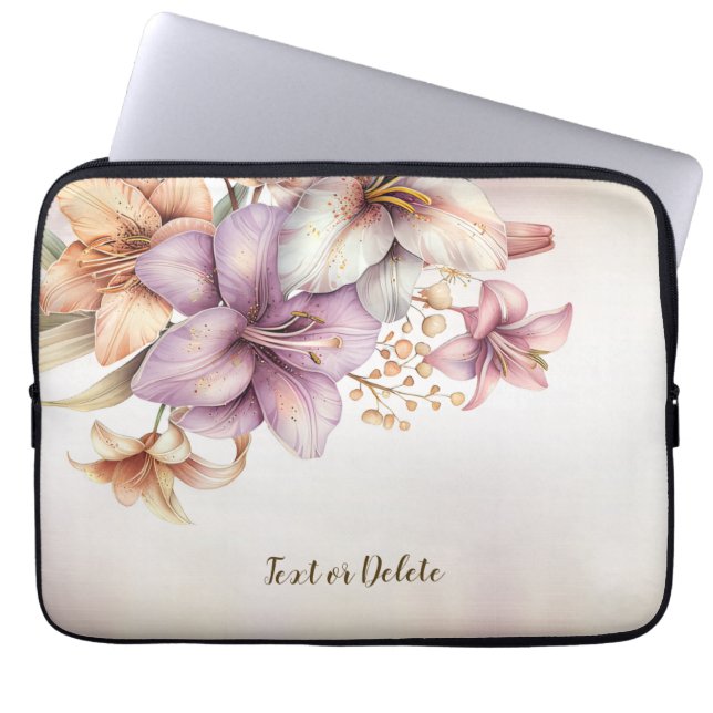 Boho Pink Blume Wasserfarben Elegant Stilvoll Laptopschutzhülle (Vorderseite)