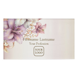 Boho Pink Blume Wasserfarben Elegant Stilvoll Namenschild