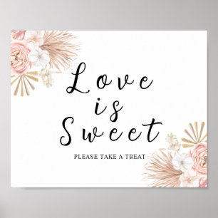 Boho Pink Blumen Liebe ist süß Schild