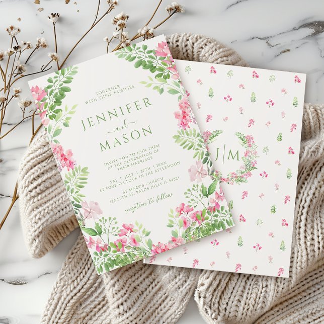 Boho Pink Blumengarten Einladung zur Hochzeit (Von Creator hochgeladen)