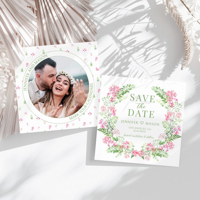 Boho pink Blumenladen Save the Date Foto (Von Creator hochgeladen)