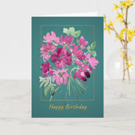 Boho Pink Bouquet | Wasserfarbenes florales Geburt Karte