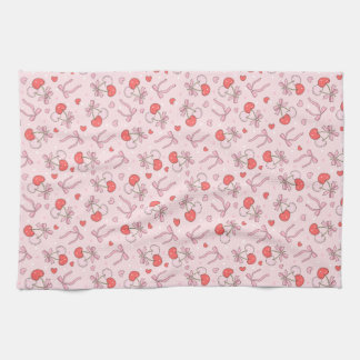 Boho Pink Bow & Berries Geschirrtuch