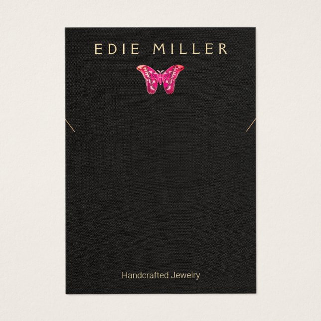 Boho Pink Butterfly Necklace Bracelet Display Card (Vorderseite)